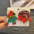 Weihnachten Haarnadeln für Mädchen süße niedliche Seitenklammern Festliche Accessoires - Dunkelrot