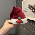 Christmas red velvet mini hat hair clip plush hair accessories for women and kids festive party - Brick Red Large Hair Clip (A9-6)