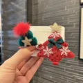 Weihnachten Haarklammer Set für Kinder, süßer roter Paillettenbaum und grüne Mütze Haarspange. - Sattes Grün