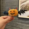 Halloween pumpkin bat hair clip, cute devil horn kids hair accessory for festival party. - Bat Pumpkin Clip / 5cm / Orange
