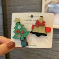 Weihnachten Haarnadeln für Mädchen süße Glitzer Haarspitzen Set Party Haarschmuck - Dunkelgrün