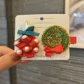 Weihnachten Haarnadeln Set süße Glitzer Baum Schleife Haarklammern für Mädchen Festliche Party - Sattes Grün