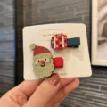 Süße Weihnachts-Weihnachtsmann und Geschenkbox Haarspangen Set, glitzernde Haaraccessoires Kinder. - Zweiteiliges Set / Gold