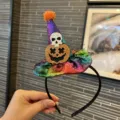 Halloween Witch Hat Headband Colorful Sequins Skull Pumpkin Hair Hoop Party Costume Hair Accessory - Headband / Multicolor Headband