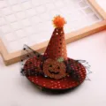 Halloween mini witch hat hair clip, orange sequin pumpkin hair accessory for kids party. - Sequined Pumpkin Witch Hat (Semi-finished) / Orange