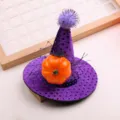 DIY Halloween mini witch hat hair clip accessory with cute pumpkin and purple polka dot. - Pumpkin Mesh Witch Hat (Semi-finished) / Purple