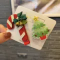Weihnachten Mädchen Haarnadeln süße Zuckerstange Baum Haarspitzen festliche Party Accessoires - Scharlachrot