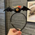 Cerchietto Halloween pipistrello zucca, accessorio capelli occhio diavolo per festa costume. - colore grafite