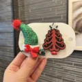 Weihnachten Haarnadeln süße grüne Pailletten Elfenmütze und roter Glitzer Baum für Kinder - Grün