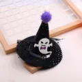 Halloween mini witch hat hair clip with cute ghost and purple pom pom for party accessories - Violet