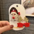 Süße Weihnachts-Haarklammern für Kinder, Weihnachtsmann und Rentiergeweih Haarspangen, Geschenke. - Zweiteiliges Set / Kaffeebraun