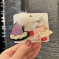 Weihnachten Haarspitzen Set für Mädchen süßer glitzernder Hut Weihnachtsbaum Kinder Haarschmuck - Rosa