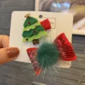 Süße Weihnachts Haarklammern Set für Mädchen, festliches Baum und Schleife Design, Party Zubehör. - Rot