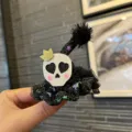 Halloween witch hat hair clip with cute dark skull design, perfect party headwear accessory. - White Hair Clip