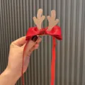 Christmas hair clip red bow glitter reindeer antlers cute children hair accessories variant - Lotus Pink Hair Clip
