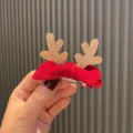 Christmas deer antler hair clip red velvet bow cute children hair accessories for little girls - Rose Red Hair Clip
