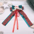 Christmas hair bow DIY handmade festive accessory with Santa Claus and polar bear decor. - Semi-finished (A3-4) / Malachite green