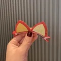 Jolie pince à cheveux cornes de cerf pailletées rouge et or de Noël pour enfants bébé - Barrette Jaune