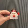 Cute Santa Claus hair clip for kids, felt material, perfect for Christmas holiday styling. - Coffee