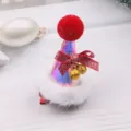 Weihnachten Haarklammer blinkende Mini Weihnachtsmann Mütze Kinder Festerei DIY Haar Zubehör - Milchweiß Doppelglocke Blinkend Halbfertig