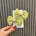 Groene organza strik haarspeld met zilveren ster, schattig kinder haaraccessoire variant. - Zijwaartse Paarklemmen / Groene Ster Stijl (Paar)