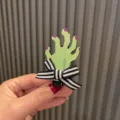 Halloween grüne Zombie Hand Haarklammer mit schwarz-weißer Schleife für Kinder Party - Zombie Hand Clip (O3-5) / Grün