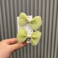 Groene organza strik haarspelden voor vrouwen en meisjes, schattige haaraccessoires voor dagelijks. - Zijwaartse Paarklemmen / Legergroene Eenvoudige Stijl (Paar)