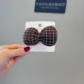 Süße koreanische karierte Stoff gefüllte Schleife Haarklammer für Mädchen Kinder Haarspange - Kaffeebraun