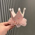 Kinder rosa Krone Haarspange süße Perle Netz Prinzessin Geburtstag Haaraccessoires - Rosa Haarklammer