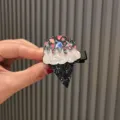 Süße Glitzer Eiskrem Haarklammer für Kinder Blumen Stoff Haaraccessoire Modische Haarnadel - Eiscreme Clip (O3-5) / Schwarz