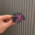 Halloween Spinnennetz Haarklammer für Kinder, glitzerndes Spinnen-Design mit roten Steinen. - Spinnennetz Clip (O3-5) / Tiefschwarz
