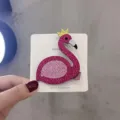 Süße Flamingo Haarklammer für Kinder, glitzerndes rosafarbenes Haaraccessoire mit Krone. - Rosaroter Großer Schwan