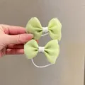 Chouchou nœud en filet vert clair pour enfants, accessoire de cheveux élastique coréen. - Style Simple Sarcelle