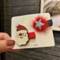 Niedliche Weihnachten Weihnachtsmann Stern Haarspangen Set, festlicher Haarschmuck für Kinder. - Zweiteiliges Set / Burgunderrot