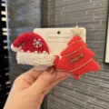 Weihnachts Haarklammern Set rote Weihnachtsmütze und Tannenbaum Haarspangen Kinder Haarschmuck - Wassermelonenrot