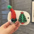 Weihnachtshaarspangen für Mädchen, süße Weihnachtsmannmütze und Baum Haarnadeln für Partys. - Dunkelrot