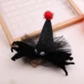 Halloween Spider Witch Hat Hair Accessory Black Glitter Sparkle Party Variant Item - Graphite