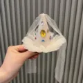 Pince à cheveux chapeau d'anniversaire conique scintillant avec ruban tulle pour fête. - Style de Barrette / Light jaune