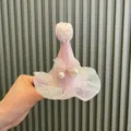 Cute pink glitter party hat hair accessory with gradient mesh and pearls for baby girls. - Bright Pink Hair Clip