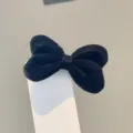 Black velvet bow hair clip, elegant side bangs clip, soft plush hair accessory for daily wear. - Hair Clip Style / Black