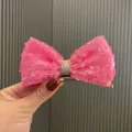 Pink sequin bow hair clip for girls, sparkly princess hair barrette for party performance - Hair Clip Style / Rose Red
