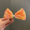 Orange sequin bow hair clip cute children hair accessory sparkling princess top hairclip - Hair Clip Style / Orange