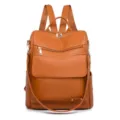 Retro PU Leder Damen Rucksack lässige große Kapazität Reise Alltag Schultertasche - Braun