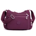 Lila Nylon Mehrfachtaschen Umhängetasche, lässige Damen Schultertasche für den Alltag. - Einheitsgröße / Lila