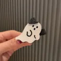 Süßes Halloween Geist Haarspange mit schwarzem Zylinder, glitzerndes Haaraccessoire. - Zylinder Geist Clip (O3-5)