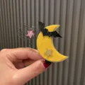 Halloween Fledermaus Mond Haarspange für Kinder, Glitzer Stern Haarnadel Party Cosplay. - Hellgelb Haarklammer Q2-5