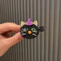 Halloween schwarze Katze Haarklammer mit Hexenhut, süsse Plüsch Seitenklammer für Kinder Party. - Schwarze Katze Seitenclip