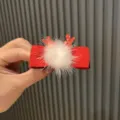 Weihnachten Hirsch Haarklammer rot Bommel Kinder Feiertag süßes Haaraccessoire - Rentiergeweih-Stil / Pflaumenrot