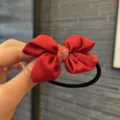 Κόκκινο λαστιχάκι μαλλιών με φιόγκο για κορίτσια, ρετρό κινεζικό κεντητό αξεσουάρ - Σχοινί Μαλλιών Μικρό Καρμίνιο