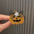 Halloween Glitzer Kürbis Haarklammer mit Stern und Netzschleife, Kinder Kostüm Haarspange. - Glitzer Kürbis Netz Schleife Clip